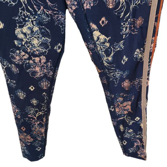 Free People Movement Womens M Navy Floral High Rise Pull On Athletic Leggings - Picture 3 of 9